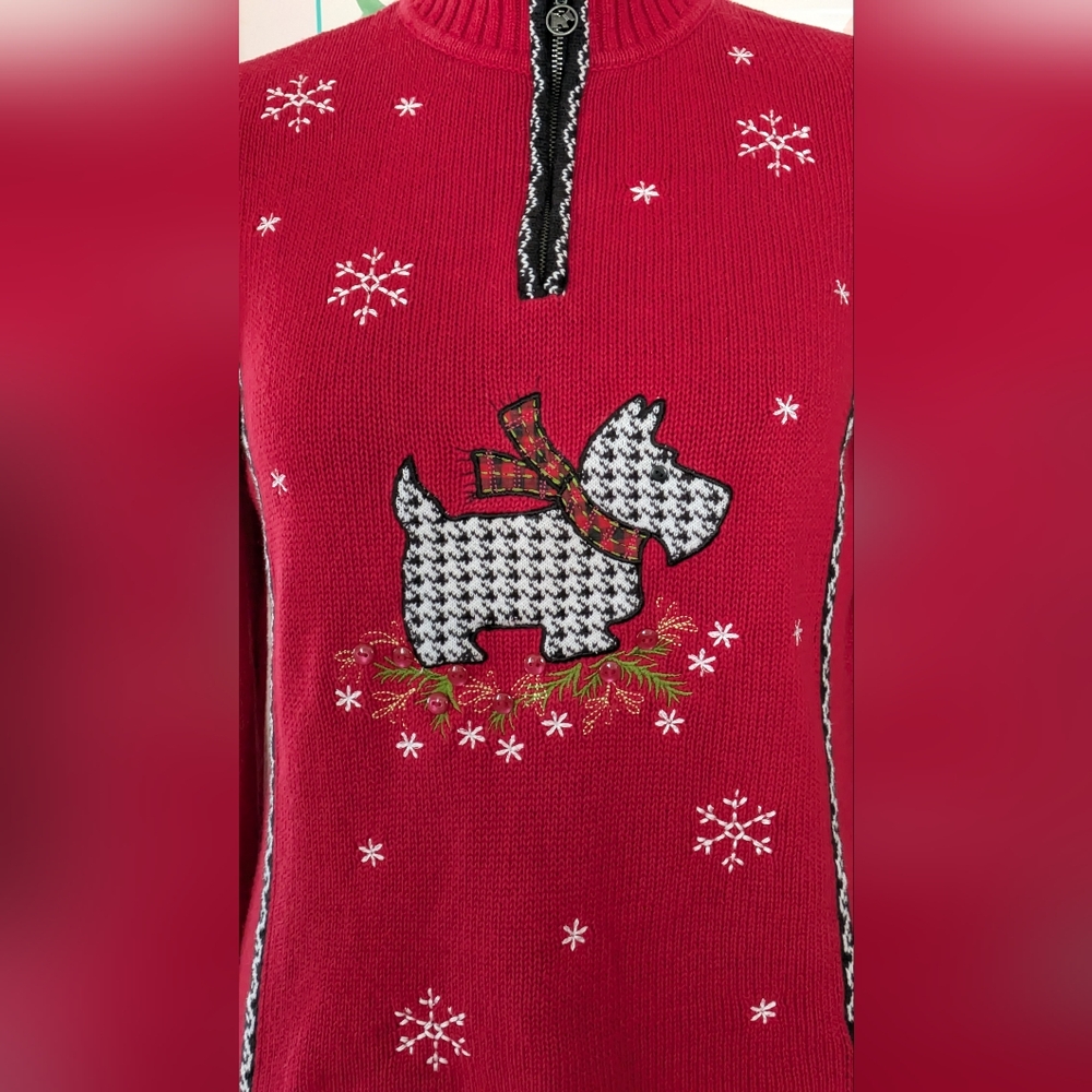 Scottish Terrier Houndstooth Pattern Sweater Small - image 2